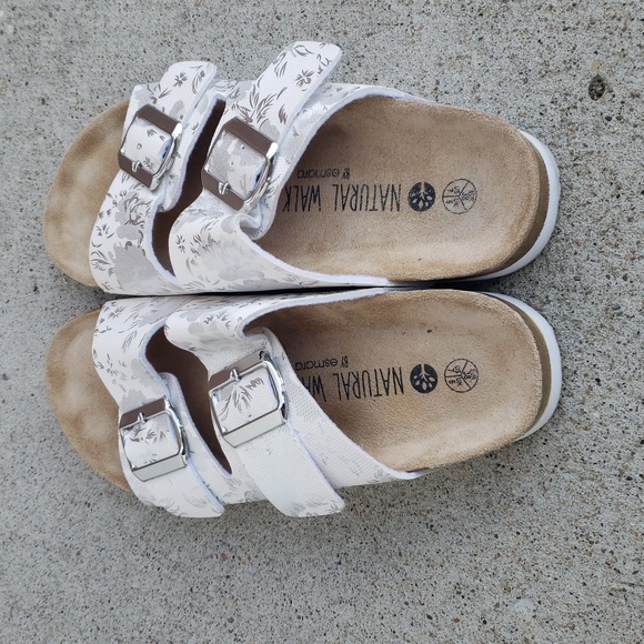 Natural Walk by Esmara Womens Floral Metallic Buckle Sandals Size 7 Comfort - Picture 4 of 15